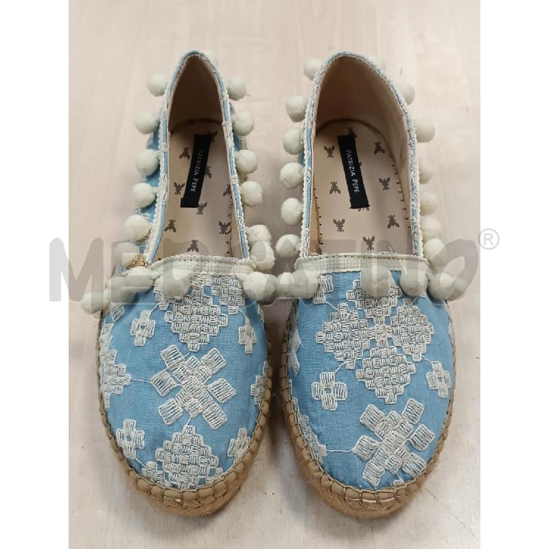 MOCASSINI DONNA PATRIZIA PEPE AZZURRE POMPOM BIANCHI  | Mercatino dell'Usato Torino tenivelli 1