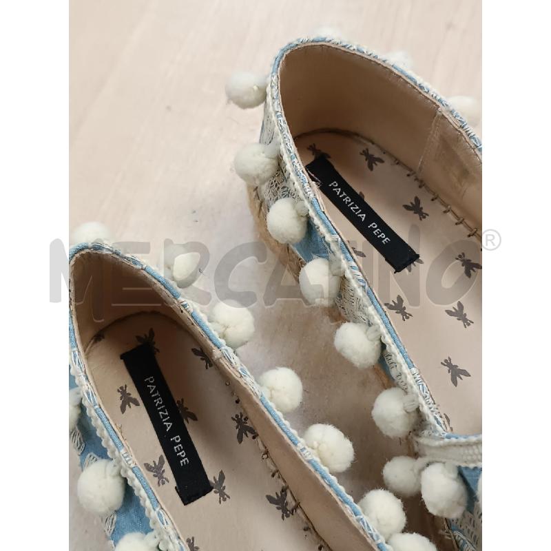 MOCASSINI DONNA PATRIZIA PEPE AZZURRE POMPOM BIANCHI  | Mercatino dell'Usato Torino tenivelli 4