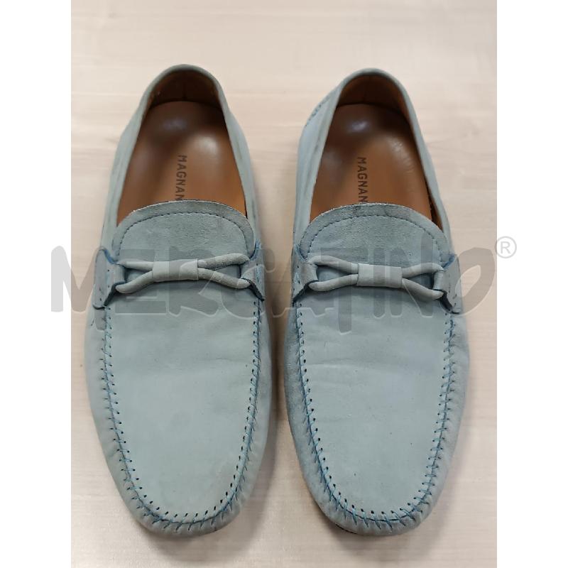 MOCASSINI PELLE UOMO MAGNANNI AZZURRO CARTA DA ZUCCHERO SCAMOSCIATI  | Mercatino dell'Usato Torino tenivelli 1