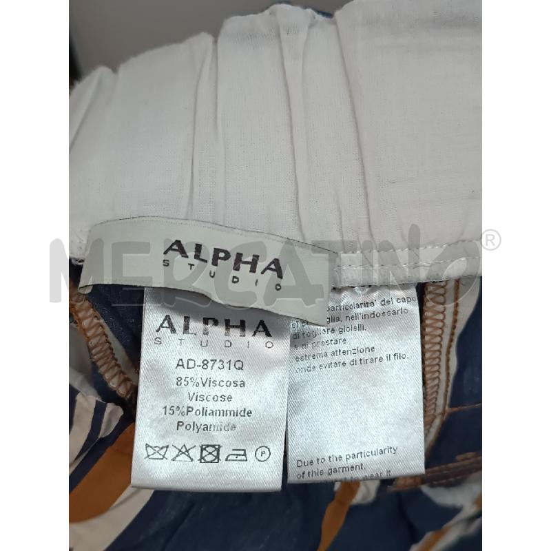 PANTALONE DONNA ALPHA STUDIO A RIGHE BLU SENAPE  | Mercatino dell'Usato Torino tenivelli 4