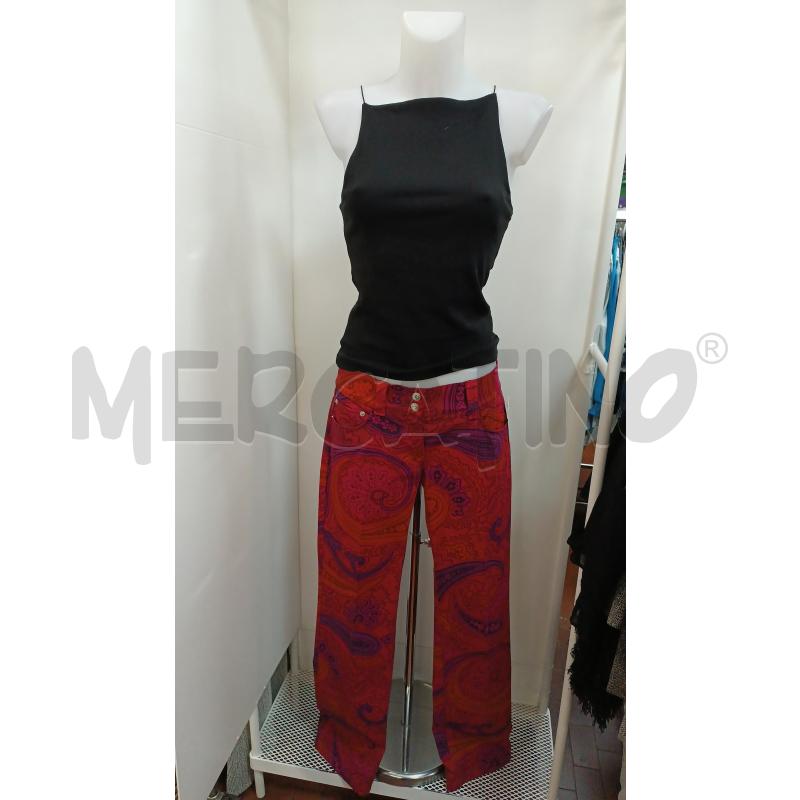 PANTALONE DONNA ETRO FANTASIA FLOREALE ROSSA VIOLA  | Mercatino dell'Usato Torino tenivelli 1