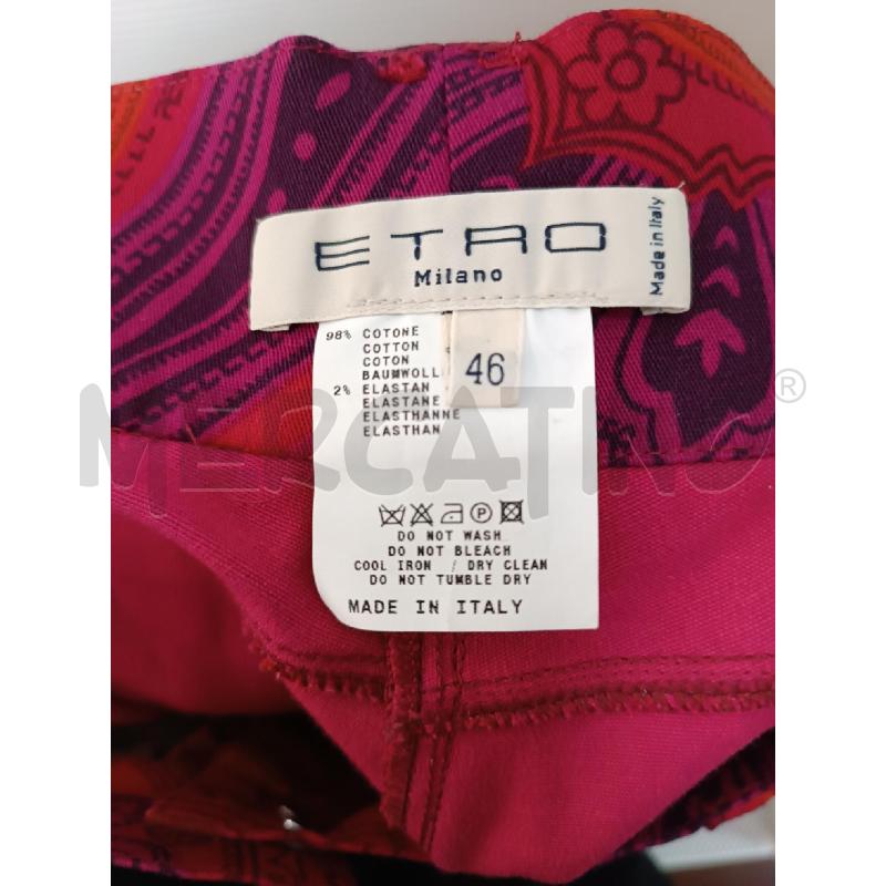 PANTALONE DONNA ETRO FANTASIA FLOREALE ROSSA VIOLA  | Mercatino dell'Usato Torino tenivelli 5