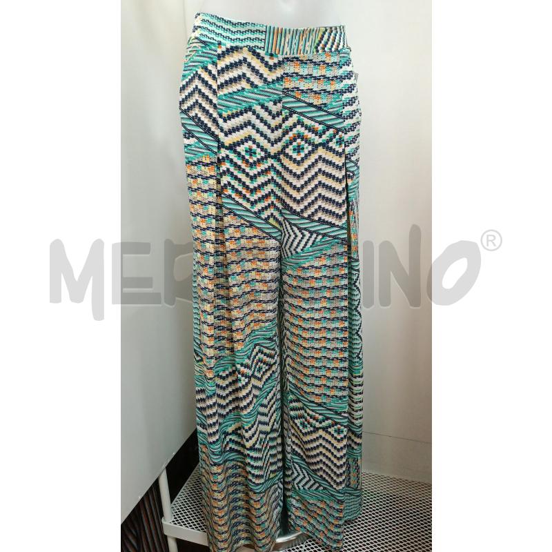 PANTALONE DONNA LISALU FANTASIA TURCHESE BLU BIANCA  | Mercatino dell'Usato Torino tenivelli 1