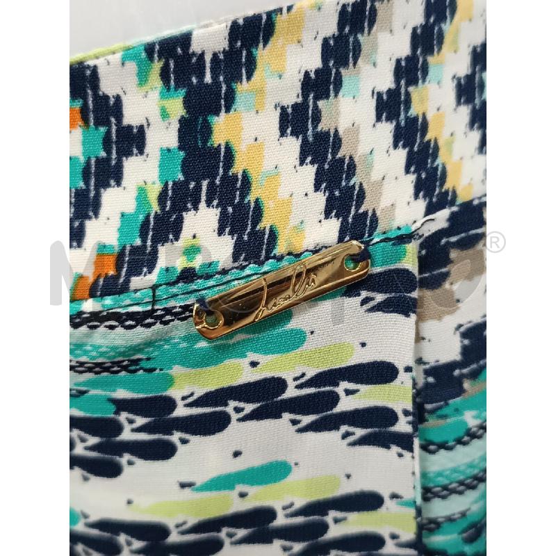 PANTALONE DONNA LISALU FANTASIA TURCHESE BLU BIANCA  | Mercatino dell'Usato Torino tenivelli 4