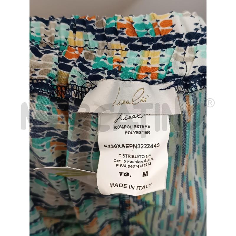 PANTALONE DONNA LISALU FANTASIA TURCHESE BLU BIANCA  | Mercatino dell'Usato Torino tenivelli 5