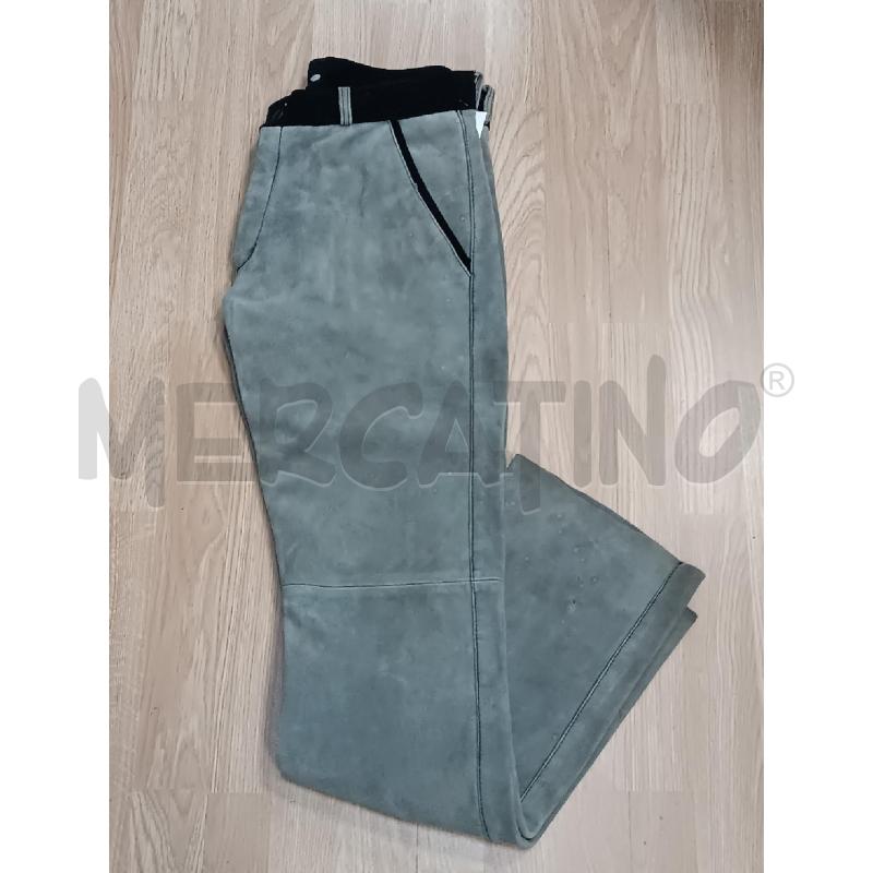 PANTALONE UOMO MONDO PELLE SCAMOSCIATA GRIGIA VITA VELLUTO NERO  | Mercatino dell'Usato Torino tenivelli 1
