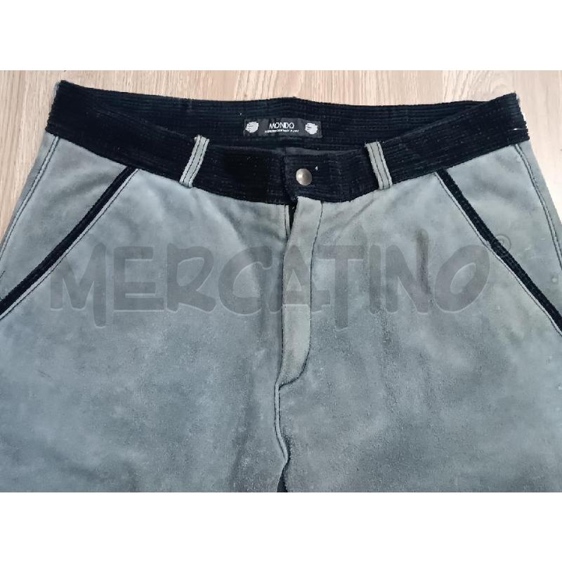 PANTALONE UOMO MONDO PELLE SCAMOSCIATA GRIGIA VITA VELLUTO NERO  | Mercatino dell'Usato Torino tenivelli 3