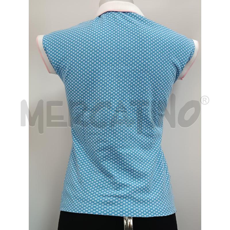 POLO DONNA FRED PERRY AZZURRA FIORELLINI BIANCHI  | Mercatino dell'Usato Torino tenivelli 3