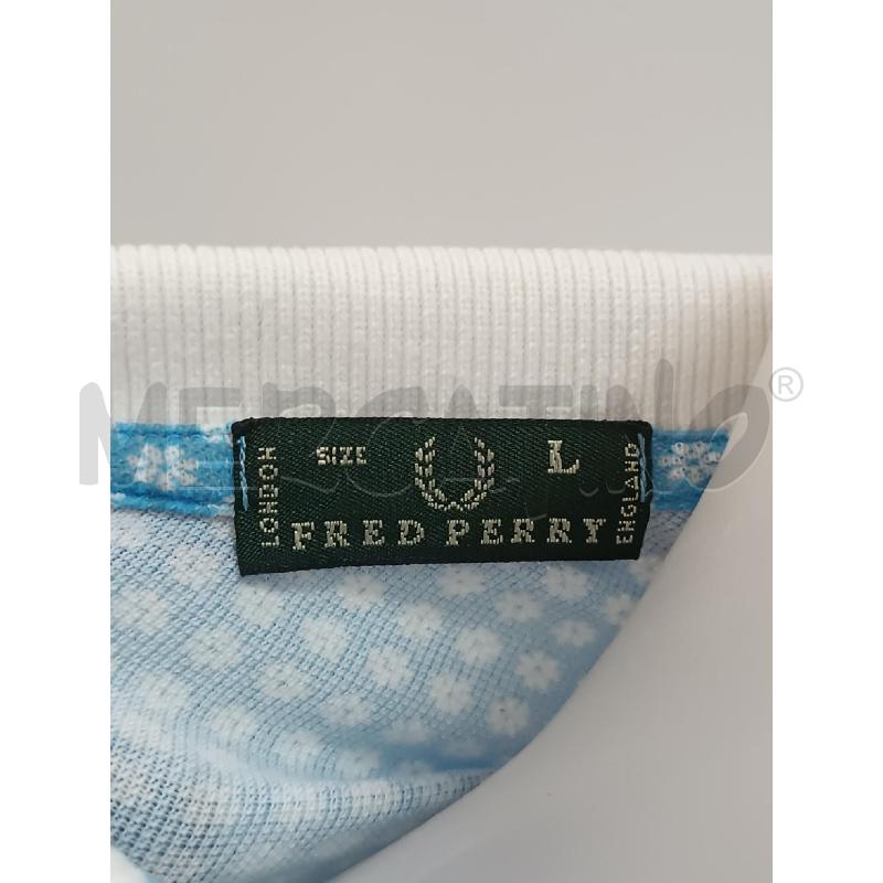 POLO DONNA FRED PERRY AZZURRA FIORELLINI BIANCHI  | Mercatino dell'Usato Torino tenivelli 5