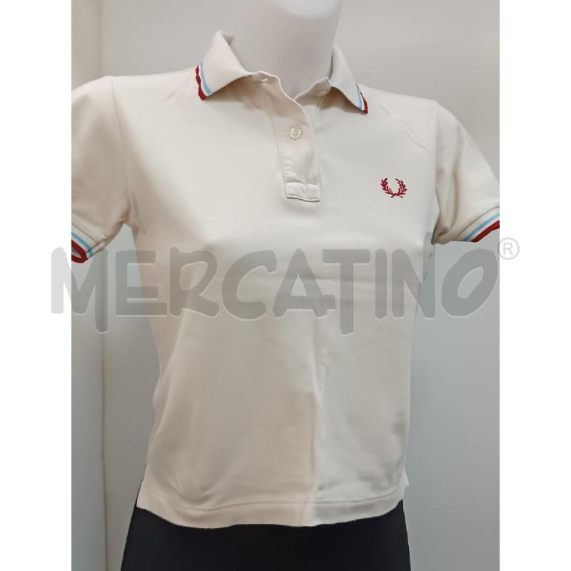 POLO DONNA FRED PERRY BEIGE BORDO RIGHE BLU ROSSO  | Mercatino dell'Usato Torino tenivelli 1