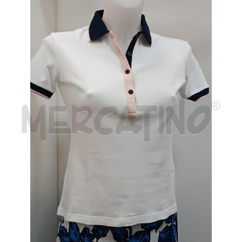 POLO DONNA FRED PERRY BIANCA BORDO BLU E ROSA  | Mercatino dell'Usato Torino tenivelli 1