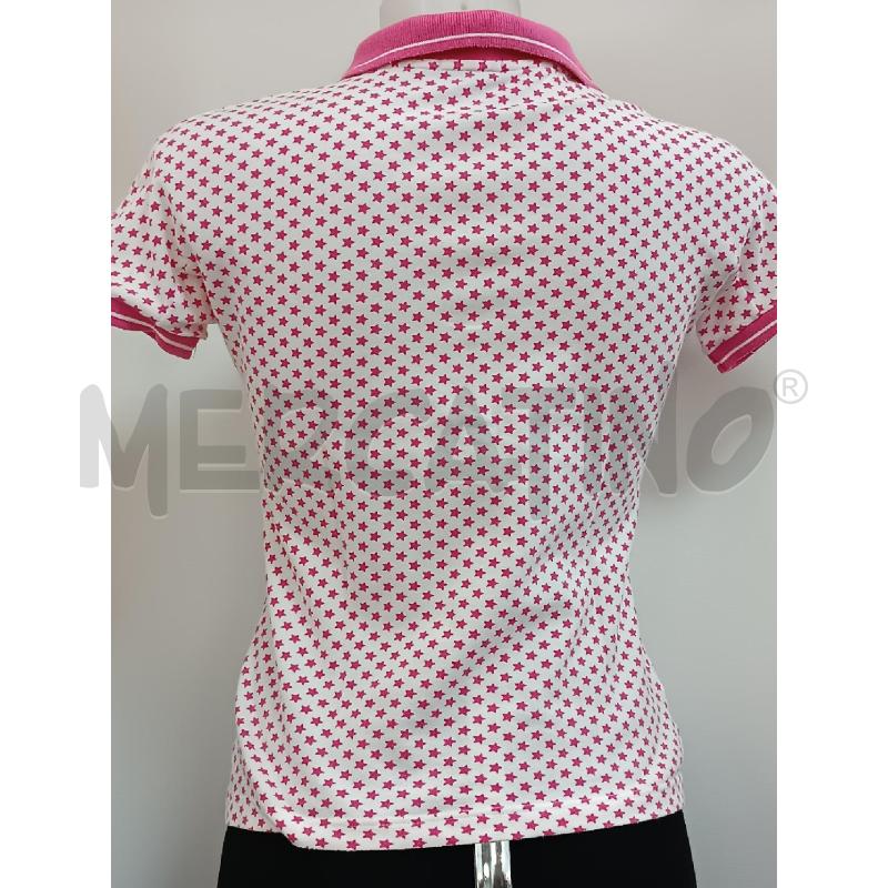 POLO DONNA FRED PERRY BIANCA STELLINE E COLLO ROSA  | Mercatino dell'Usato Torino tenivelli 3