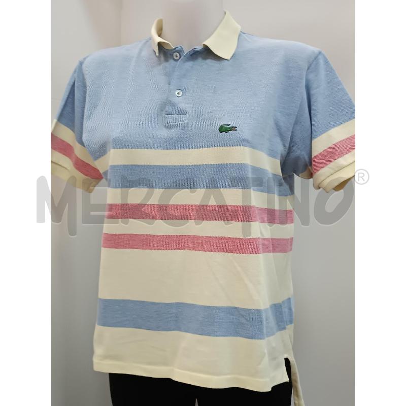 POLO DONNA LACOSTE RIGHE AZZURRE BEIGE ROSA | Mercatino dell'Usato Torino tenivelli 1