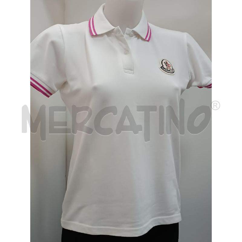 POLO DONNA MONCLER BIANCA BORDI ROSA  | Mercatino dell'Usato Torino tenivelli 1
