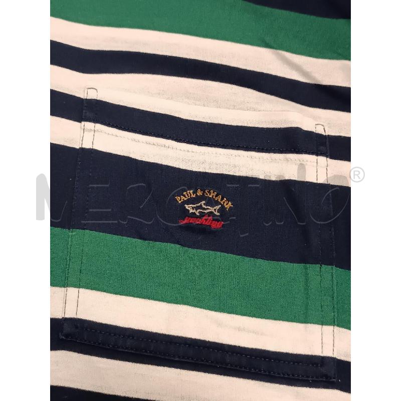 POLO UOMO PAUL SHARK RIGHE BLU VERDE BIANCHE | Mercatino dell'Usato Torino tenivelli 2