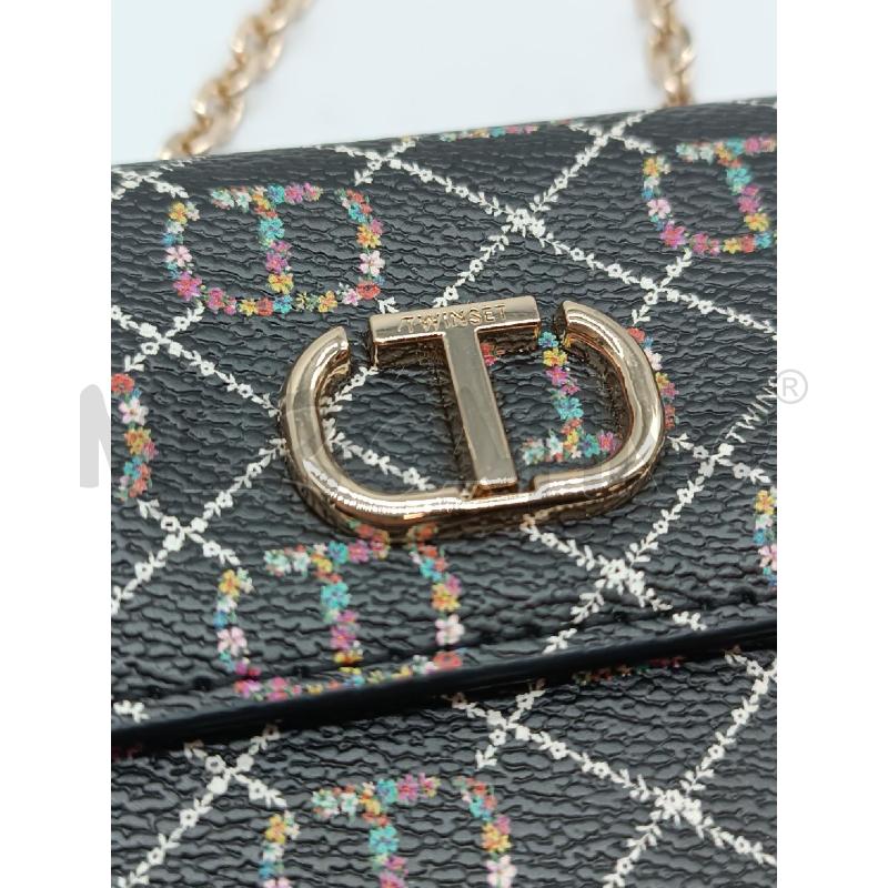 PORTA FOGLIO CON TRACOLLA TWINSET NERO DISEGNO BIANCO  | Mercatino dell'Usato Torino tenivelli 2