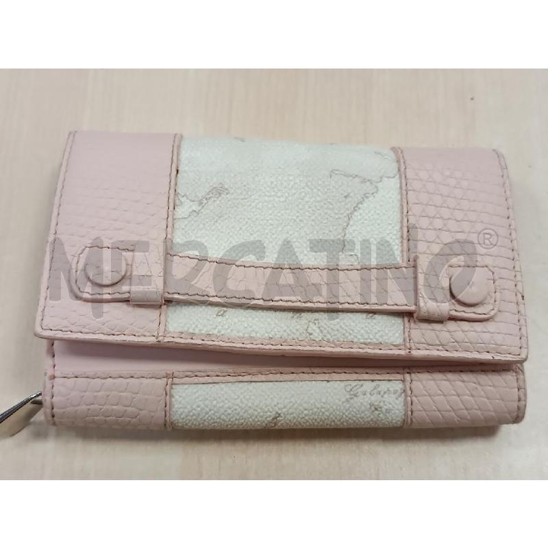 PORTA FOGLIO PRIMACLASSE INSERTI ROSA E STAMPA GEOCLASSICA BIANCA  | Mercatino dell'Usato Torino tenivelli 2