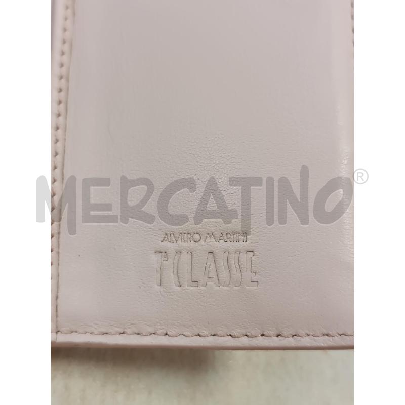 PORTA FOGLIO PRIMACLASSE INSERTI ROSA E STAMPA GEOCLASSICA BIANCA  | Mercatino dell'Usato Torino tenivelli 4