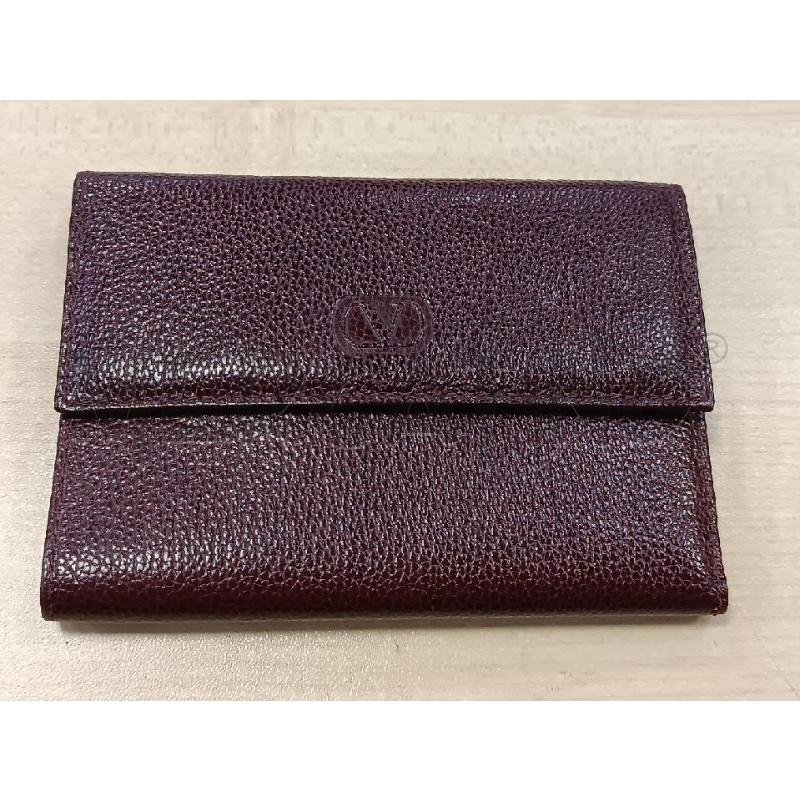 PORTA FOGLIO VALENTINO GARAVANI BORDEAUX VERA PELLE MARTELLATA  | Mercatino dell'Usato Torino tenivelli 1