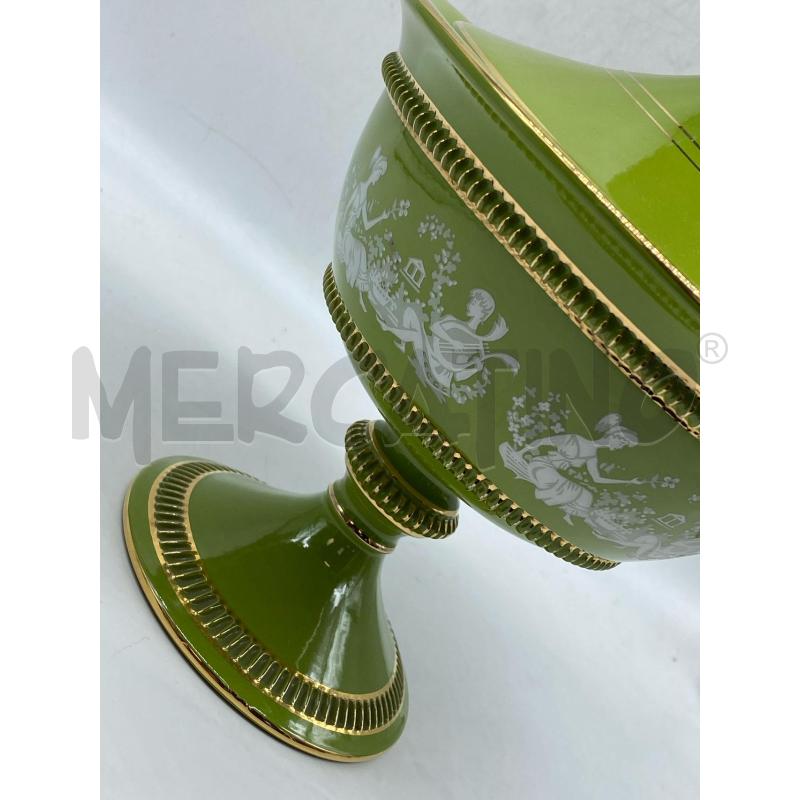 POTICHE VASO PORCELLANA FIORENTINE VERDE DORATA DIPINTA  | Mercatino dell'Usato Torino tenivelli 2