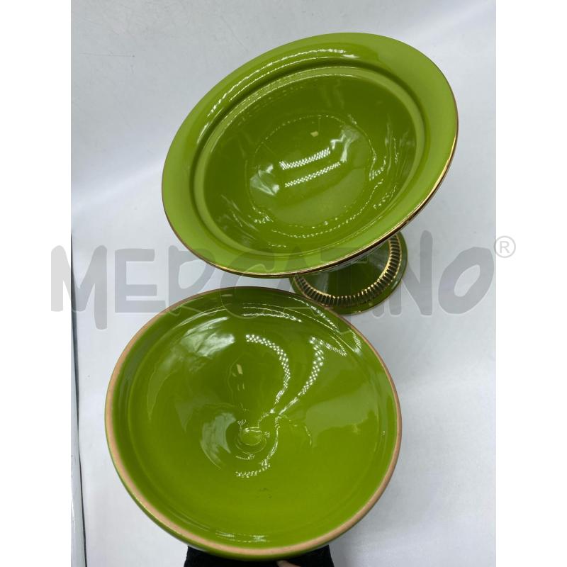 POTICHE VASO PORCELLANA FIORENTINE VERDE DORATA DIPINTA  | Mercatino dell'Usato Torino tenivelli 3