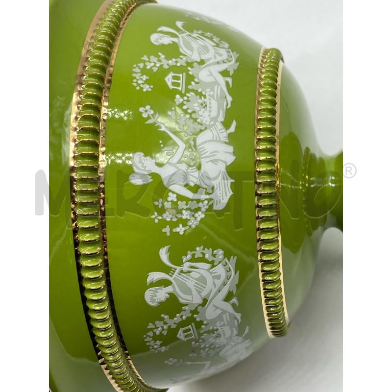 POTICHE VASO PORCELLANA FIORENTINE VERDE DORATA DIPINTA  | Mercatino dell'Usato Torino tenivelli 5