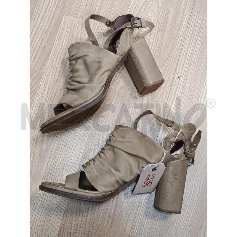 SANDALI DONNA A.S. 98 PELLE BEIGE E TACCO 8CM  | Mercatino dell'Usato Torino tenivelli 1