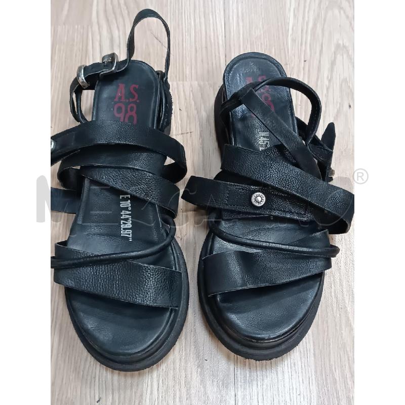 SANDALI DONNA AS98 PELLE NERA CONGHIE VARIE  | Mercatino dell'Usato Torino tenivelli 1