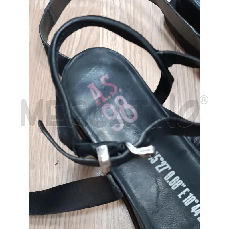 SANDALI DONNA AS98 PELLE NERA CONGHIE VARIE  | Mercatino dell'Usato Torino tenivelli 3