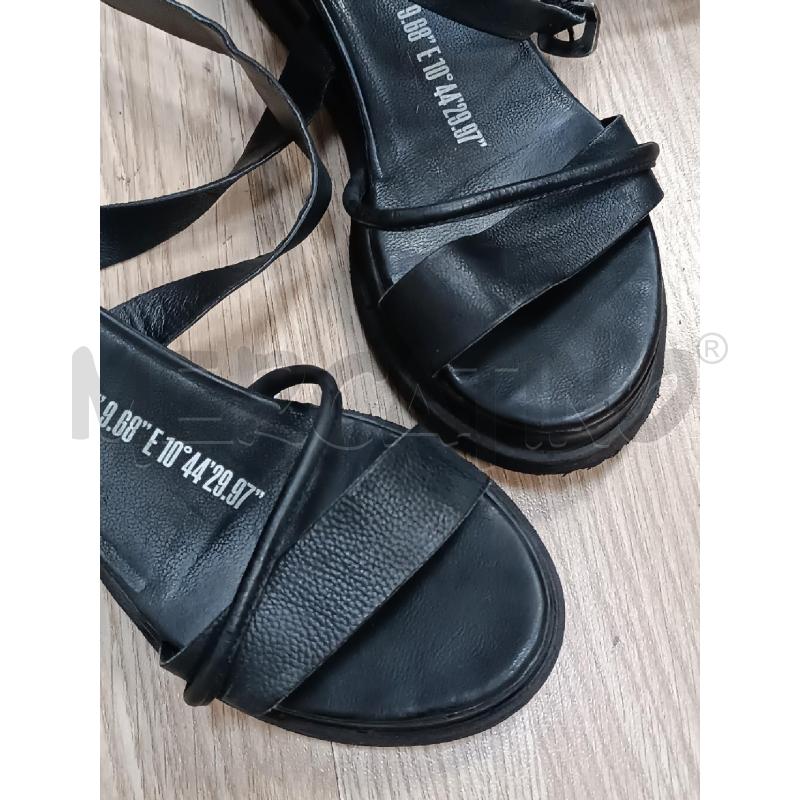 SANDALI DONNA AS98 PELLE NERA CONGHIE VARIE  | Mercatino dell'Usato Torino tenivelli 4