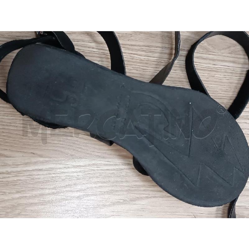 SANDALI DONNA AS98 PELLE NERA CONGHIE VARIE  | Mercatino dell'Usato Torino tenivelli 5