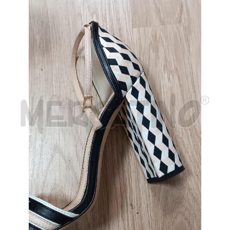SANDALI DONNA ELISABETTA FRANCHI NERI CIPRIA BIANCHI TACCO 11CM   | Mercatino dell'Usato Torino tenivelli 3