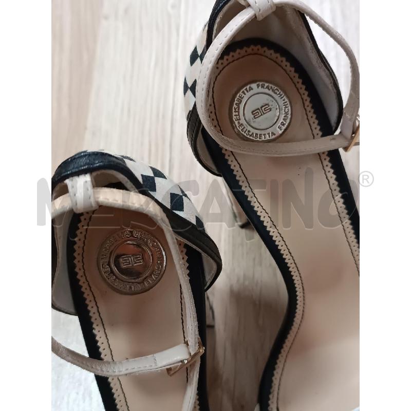 SANDALI DONNA ELISABETTA FRANCHI NERI CIPRIA BIANCHI TACCO 11CM   | Mercatino dell'Usato Torino tenivelli 4