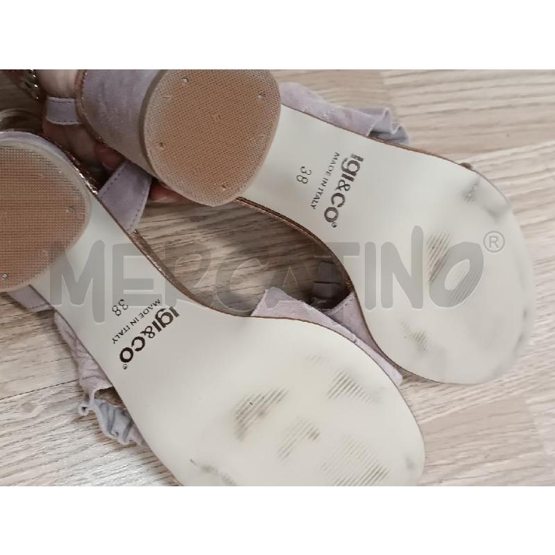 SANDALI DONNA IGI&CO BEIGE SCAMOSCIATO SUOLA LUCCICANTE  | Mercatino dell'Usato Torino tenivelli 5