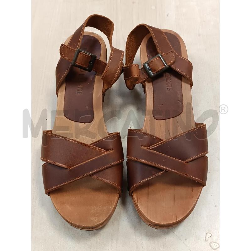 SANDALI DONNA MAURO LEONE SUOLA DI LEGNO E PELLE  | Mercatino dell'Usato Torino tenivelli 1