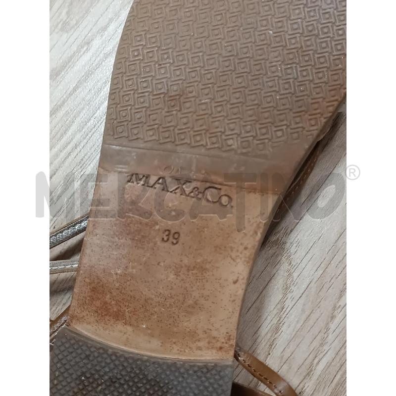 SANDALI DONNA MAX&CO CORDONI DORATO MARRONE  | Mercatino dell'Usato Torino tenivelli 4