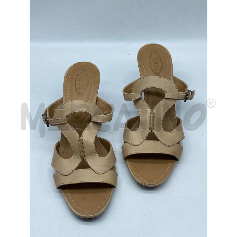 SANDALI DONNA TOD'S PELLE BEIGE TACCO 7CM  | Mercatino dell'Usato Torino tenivelli 1