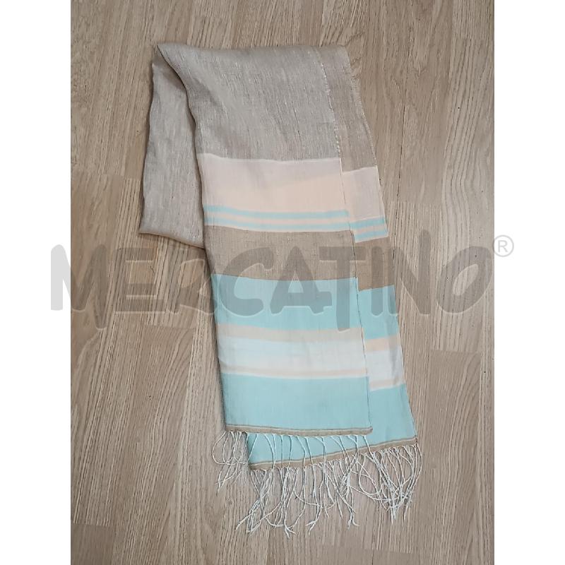 SCIARPA DONNA MISSONI PURO LINO BEIGE AZZURA  | Mercatino dell'Usato Torino tenivelli 1