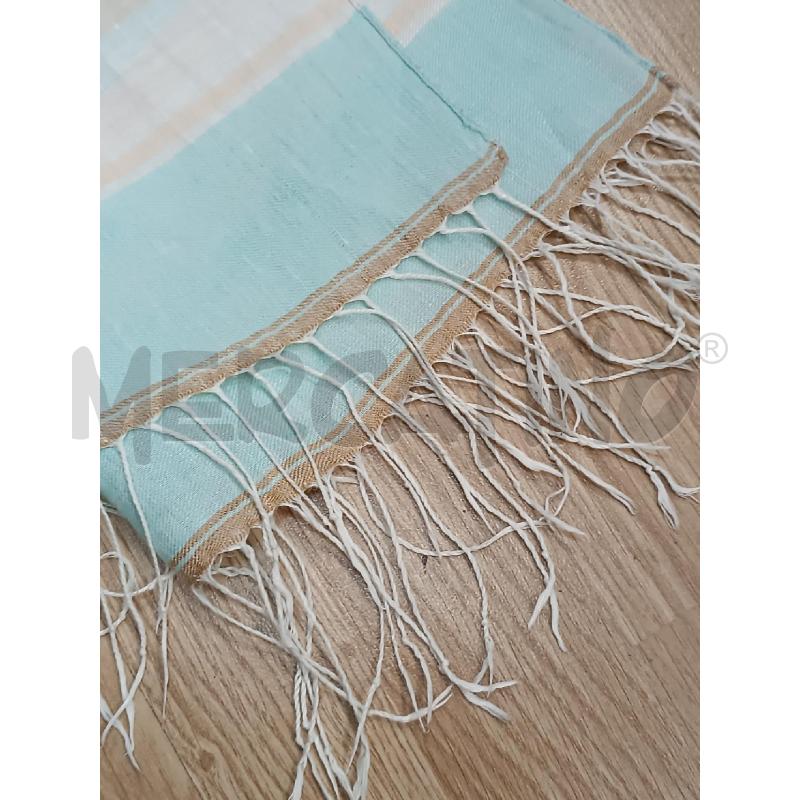 SCIARPA DONNA MISSONI PURO LINO BEIGE AZZURA  | Mercatino dell'Usato Torino tenivelli 2