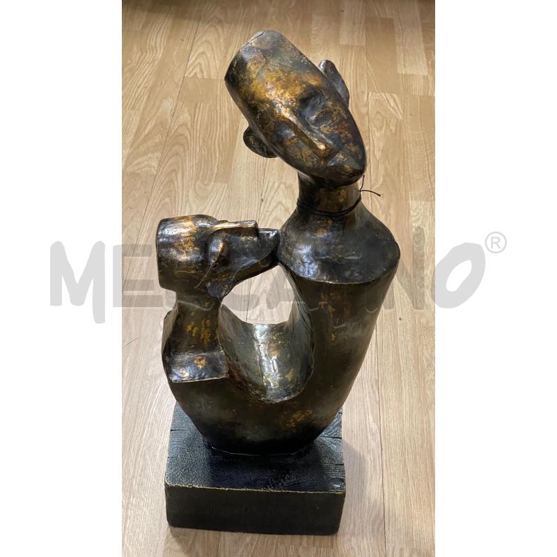 SCULTURA LEGNO EFFETTO BRONZO STILE ETNICO ASTRATTO  | Mercatino dell'Usato Torino tenivelli 1