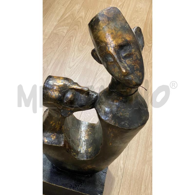 SCULTURA LEGNO EFFETTO BRONZO STILE ETNICO ASTRATTO  | Mercatino dell'Usato Torino tenivelli 2
