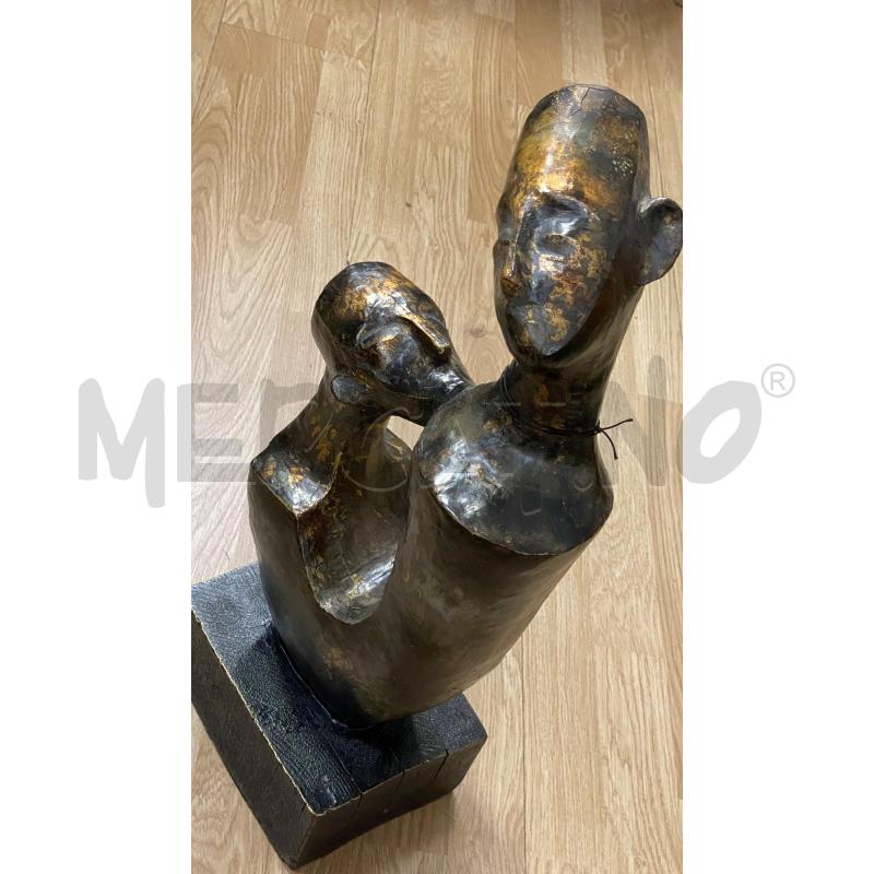 SCULTURA LEGNO EFFETTO BRONZO STILE ETNICO ASTRATTO  | Mercatino dell'Usato Torino tenivelli 3