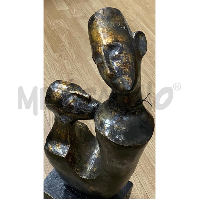 SCULTURA LEGNO EFFETTO BRONZO STILE ETNICO ASTRATTO  | Mercatino dell'Usato Torino tenivelli 4