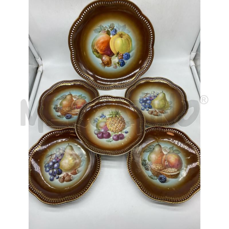 SERVIZIO DA DOLCE BAVARIA 5+1 MARRONE FRUTTA STAMPATA  | Mercatino dell'Usato Torino tenivelli 5