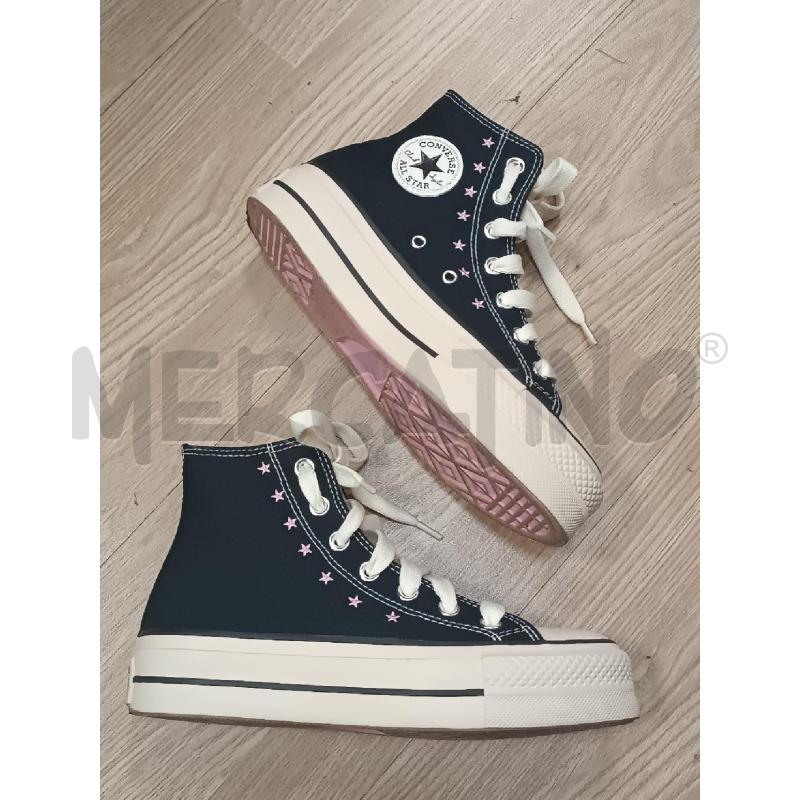 SNEAKERS DONNA CONVERSE NERE A ZEPPA RICAMO STELLINE BIANCHE | Mercatino dell'Usato Torino tenivelli 2