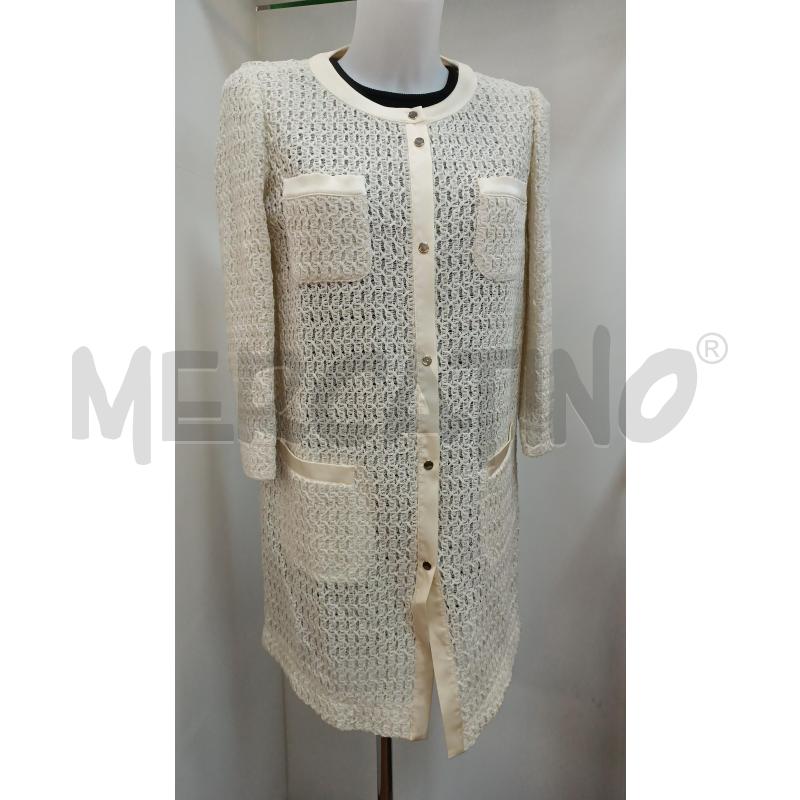 SPOLVERINO DONNA MARELLA BEIGE TESSUTO INTRECCIATO BOTTONI DORATI  | Mercatino dell'Usato Torino tenivelli 1