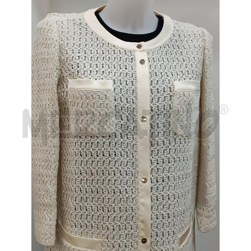 SPOLVERINO DONNA MARELLA BEIGE TESSUTO INTRECCIATO BOTTONI DORATI  | Mercatino dell'Usato Torino tenivelli 2