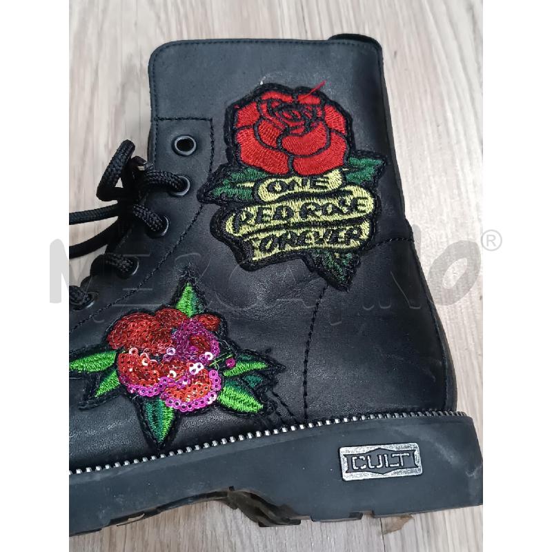 STIVALETTI DONNA CULT NERO RICAMO ROSE STRASS  | Mercatino dell'Usato Torino tenivelli 2