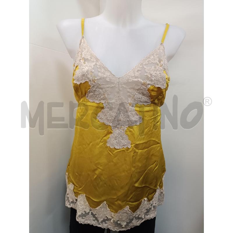 TOP BRETELLE GOTHA GIALLO PIZZO BEIGE IN SETA  | Mercatino dell'Usato Torino tenivelli 1