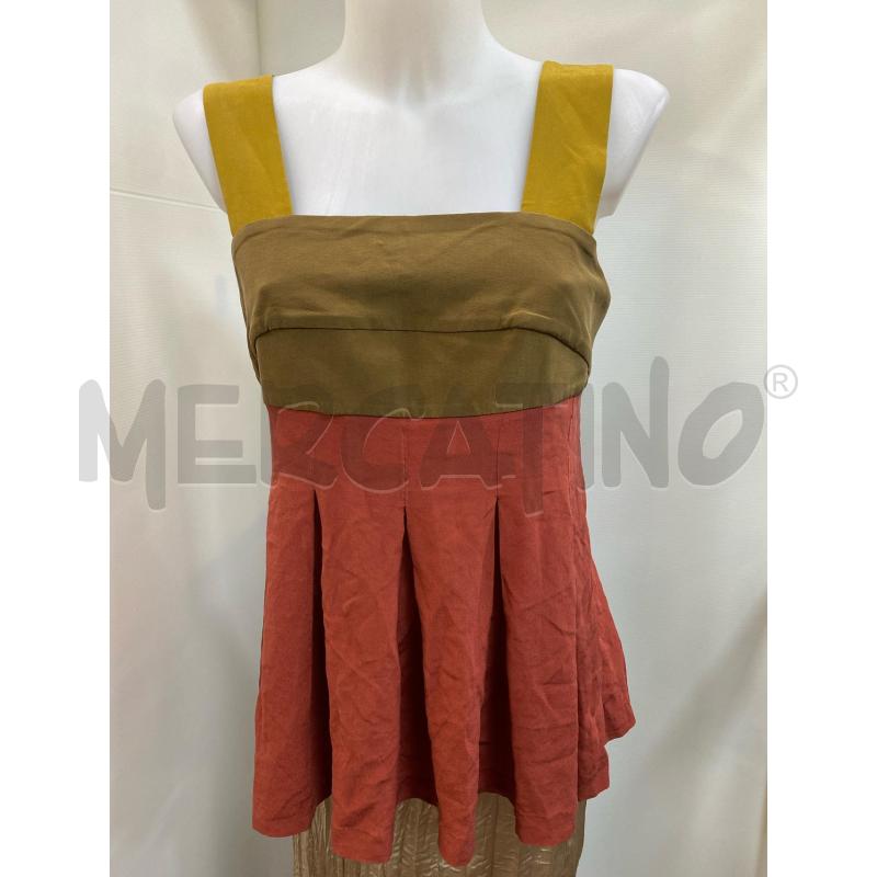 TOP ERIKA CAVALLINI BRETELLE BORDEAUX MARRONE SENAPE IN SETA | Mercatino dell'Usato Torino tenivelli 1